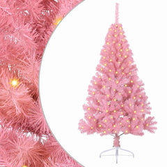 vidaXL Artificial Pre-lit Christmas Tree with 150 LEDs Pink 150 cm PVC 2