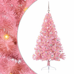vidaXL Artificial Pre-lit Christmas Tree with 150 LEDs Pink 150 cm PVC 1
