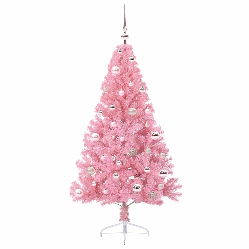 vidaXL Artificial Pre-lit Christmas Tree with 150 LEDs Pink 150 cm PVC 3