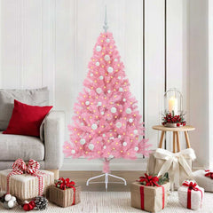 vidaXL Artificial Pre-lit Christmas Tree with 150 LEDs Pink 150 cm PVC 1