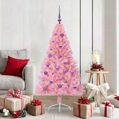 vidaXL Artificial Pre-lit Christmas Tree with 150 LEDs Pink 150 cm PVC 1