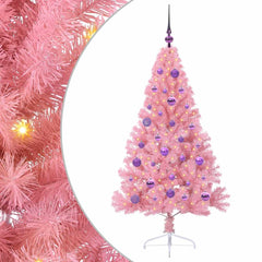 vidaXL Artificial Pre-lit Christmas Tree with 150 LEDs Pink 150 cm PVC 2