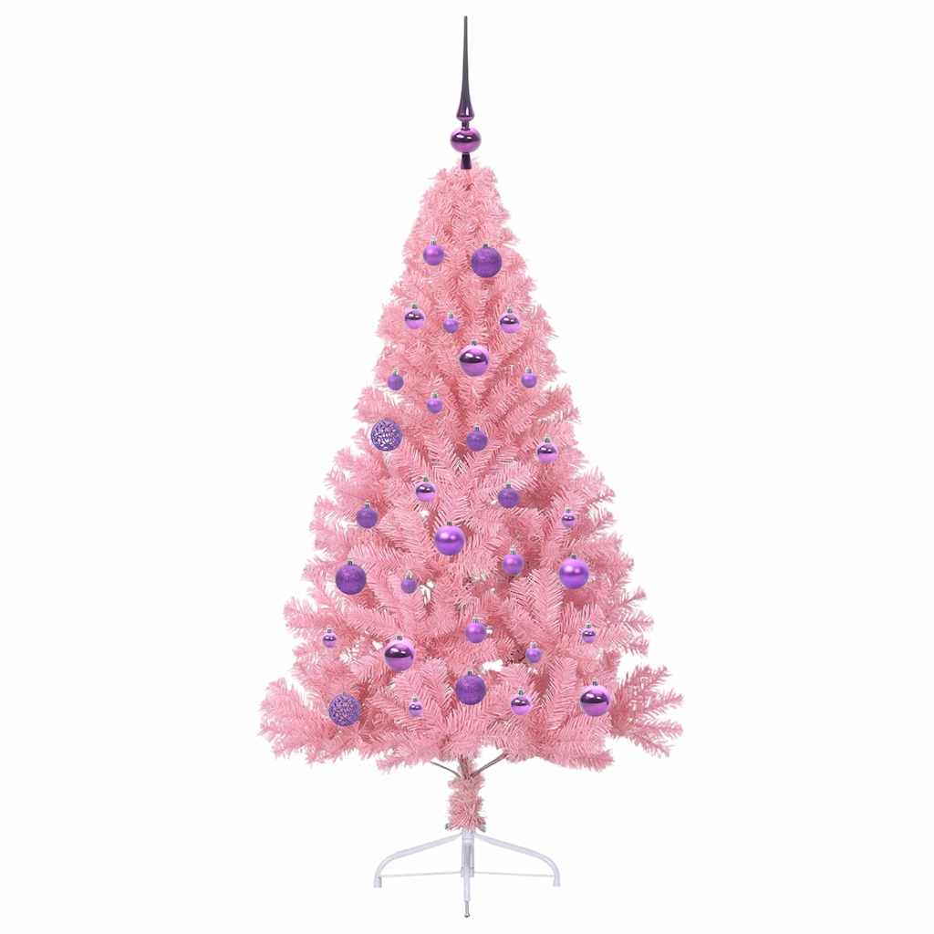 vidaXL Artificial Pre-lit Christmas Tree with 150 LEDs Pink 150 cm PVC 4
