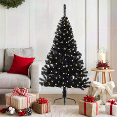 vidaXL Artificial Pre-lit Christmas Tree Black 150 cm PVC 1
