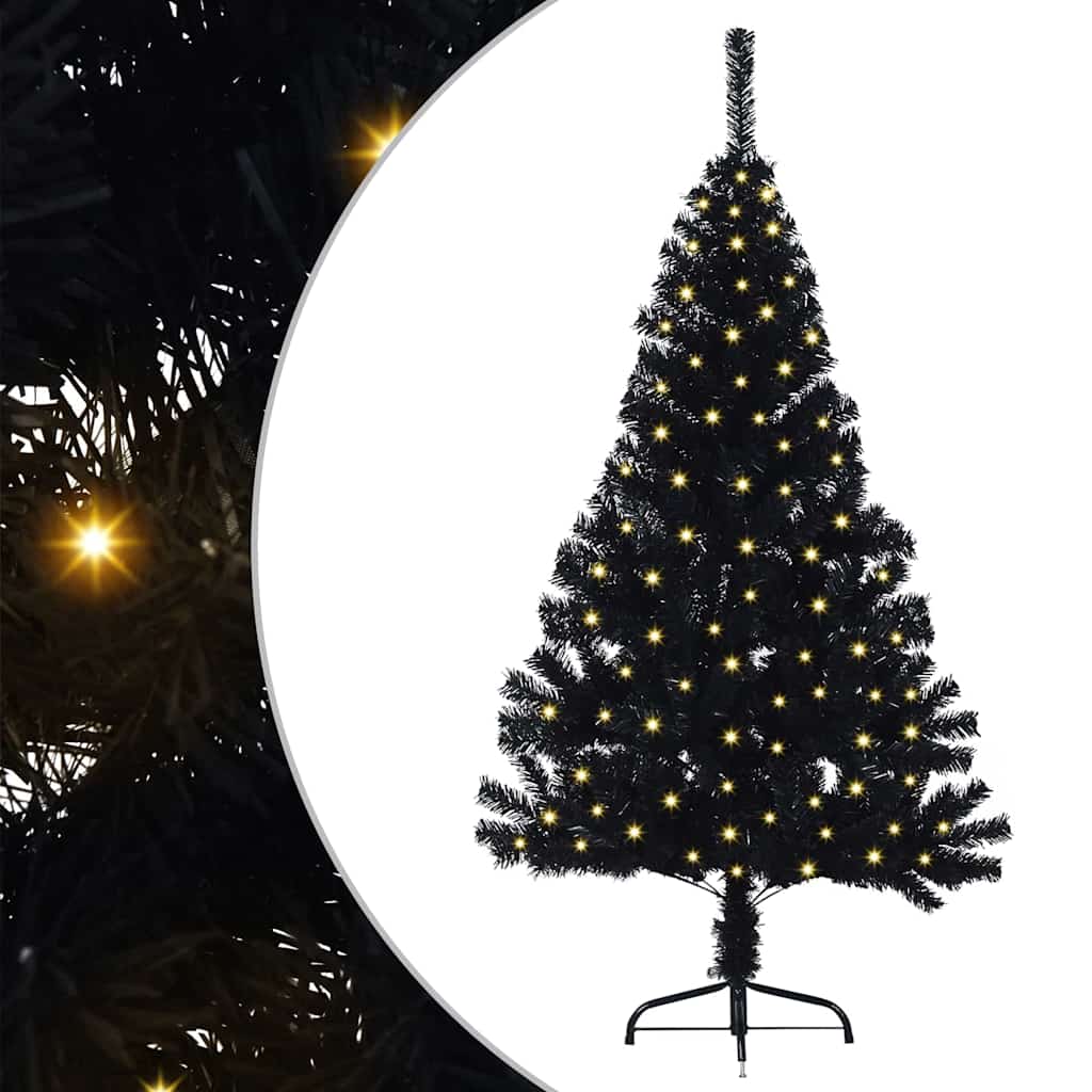 vidaXL Artificial Pre-lit Christmas Tree Black 150 cm PVC 2
