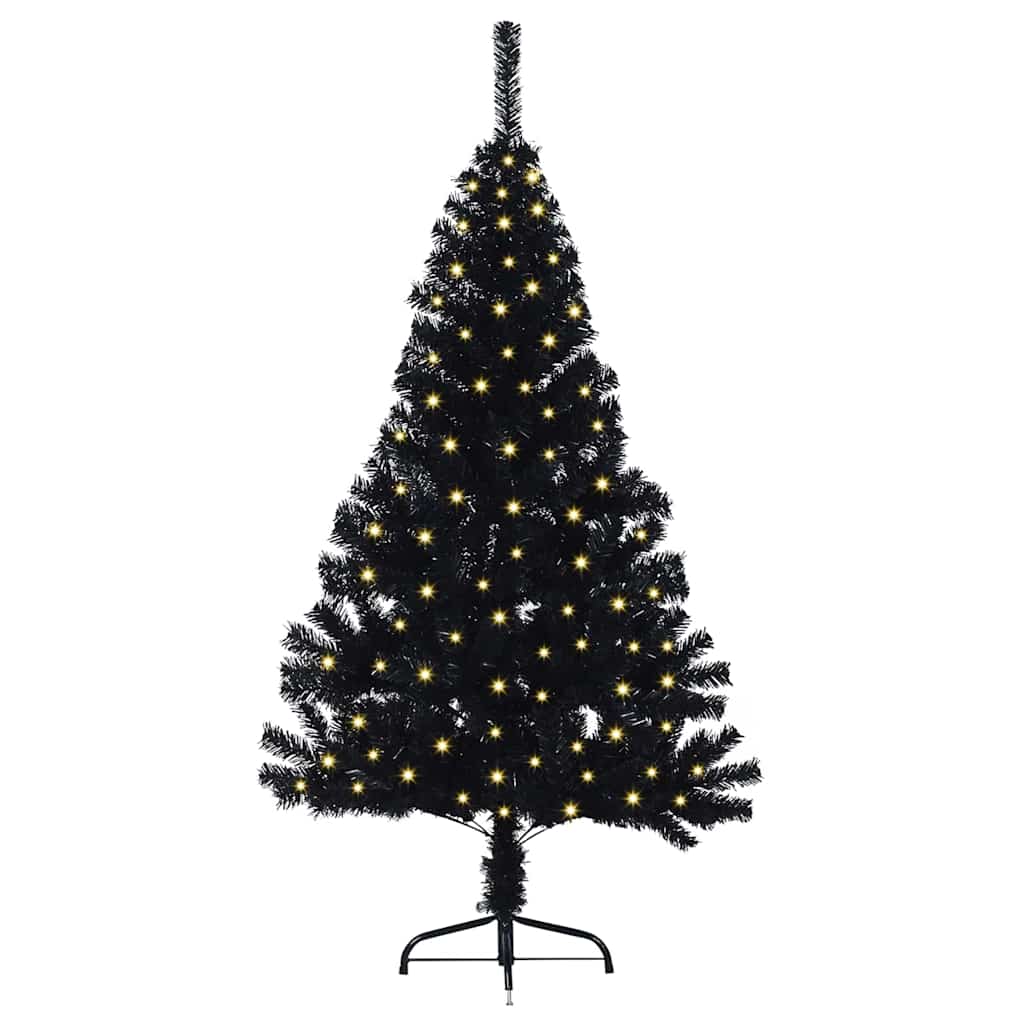 vidaXL Artificial Pre-lit Christmas Tree Black 150 cm PVC 3