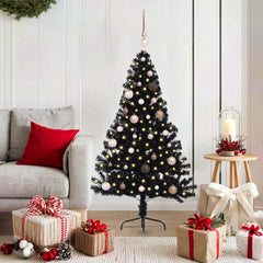 vidaXL Artificial Pre-lit Christmas Tree Black 150 cm PVC 1