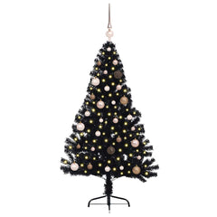 vidaXL Artificial Pre-lit Christmas Tree Black 150 cm PVC 3