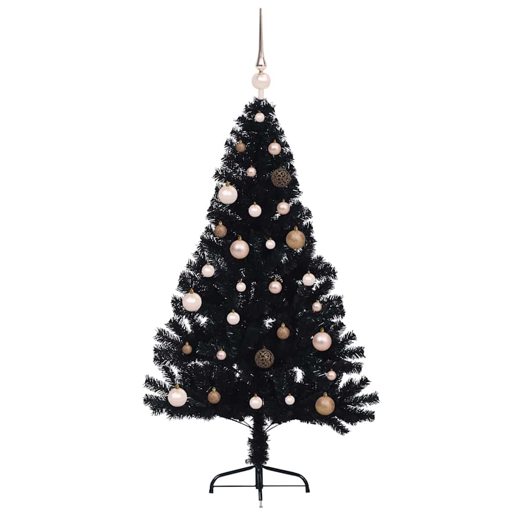 vidaXL Artificial Pre-lit Christmas Tree Black 150 cm PVC 4