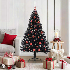 vidaXL Artificial Pre-lit Christmas Tree Black 150 cm PVC 1