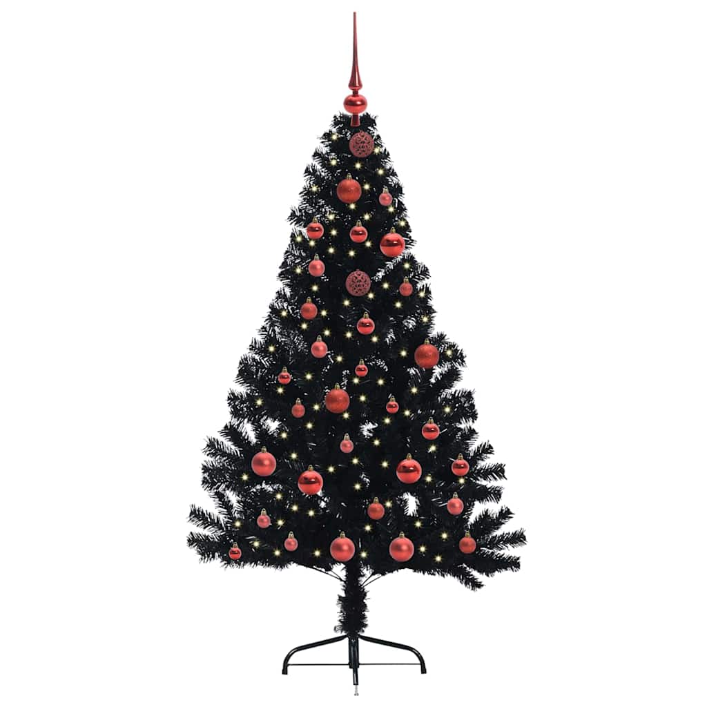 vidaXL Artificial Pre-lit Christmas Tree Black 150 cm PVC 3