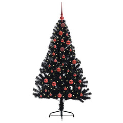 vidaXL Artificial Pre-lit Christmas Tree Black 150 cm PVC 3