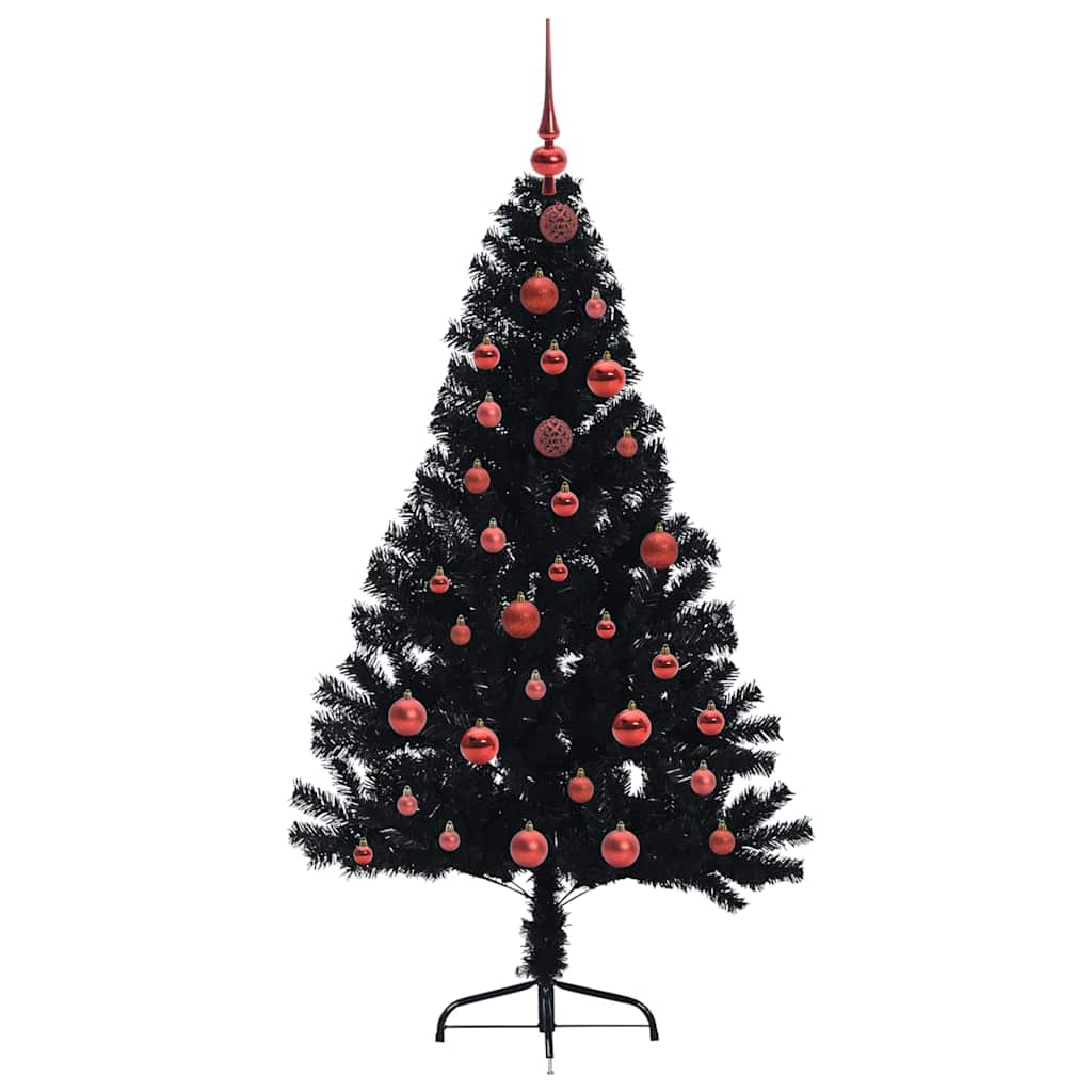 vidaXL Artificial Pre-lit Christmas Tree Black 150 cm PVC 4
