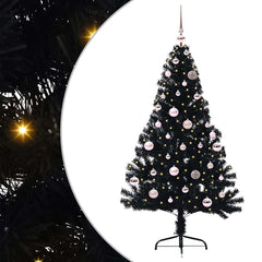 vidaXL Artificial Pre-lit Christmas Tree Black 150 cm PVC 1