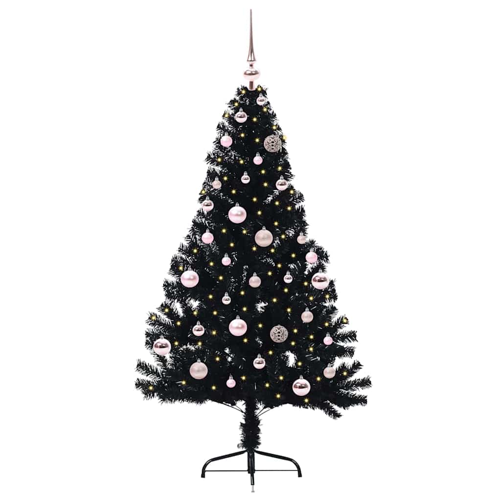 vidaXL Artificial Pre-lit Christmas Tree Black 150 cm PVC 2