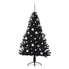 vidaXL Artificial Pre-lit Christmas Tree Black 150 cm PVC 2