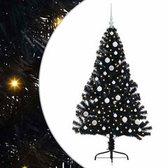 vidaXL Artificial Pre-lit Christmas Tree Black 150 cm PVC 2
