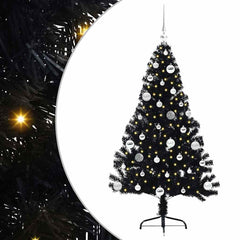 vidaXL Artificial Pre-lit Christmas Tree Black 150 cm PVC 2
