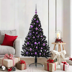 vidaXL Artificial Pre-lit Christmas Tree Black 150 cm PVC 1