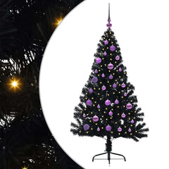 vidaXL Artificial Pre-lit Christmas Tree Black 150 cm PVC 2