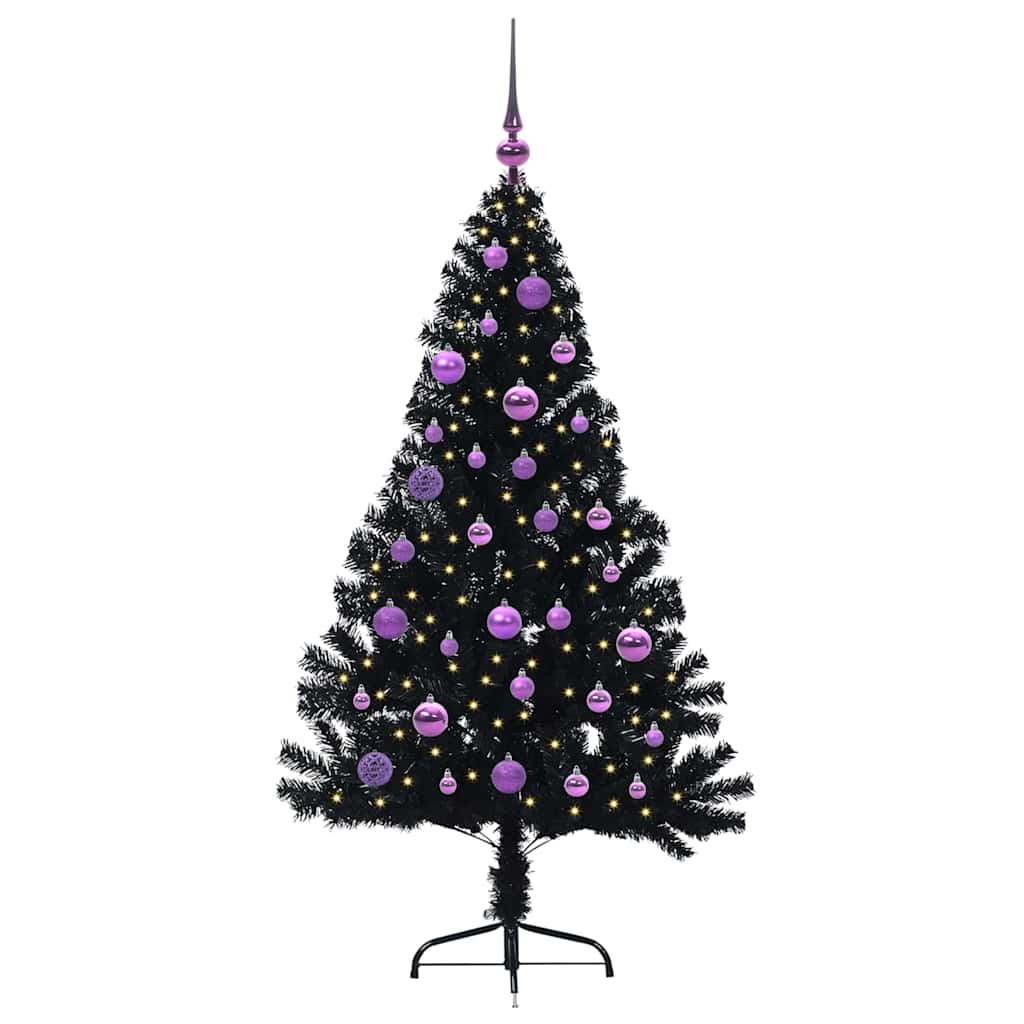 vidaXL Artificial Pre-lit Christmas Tree Black 150 cm PVC 3