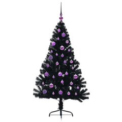 vidaXL Artificial Pre-lit Christmas Tree Black 150 cm PVC 4