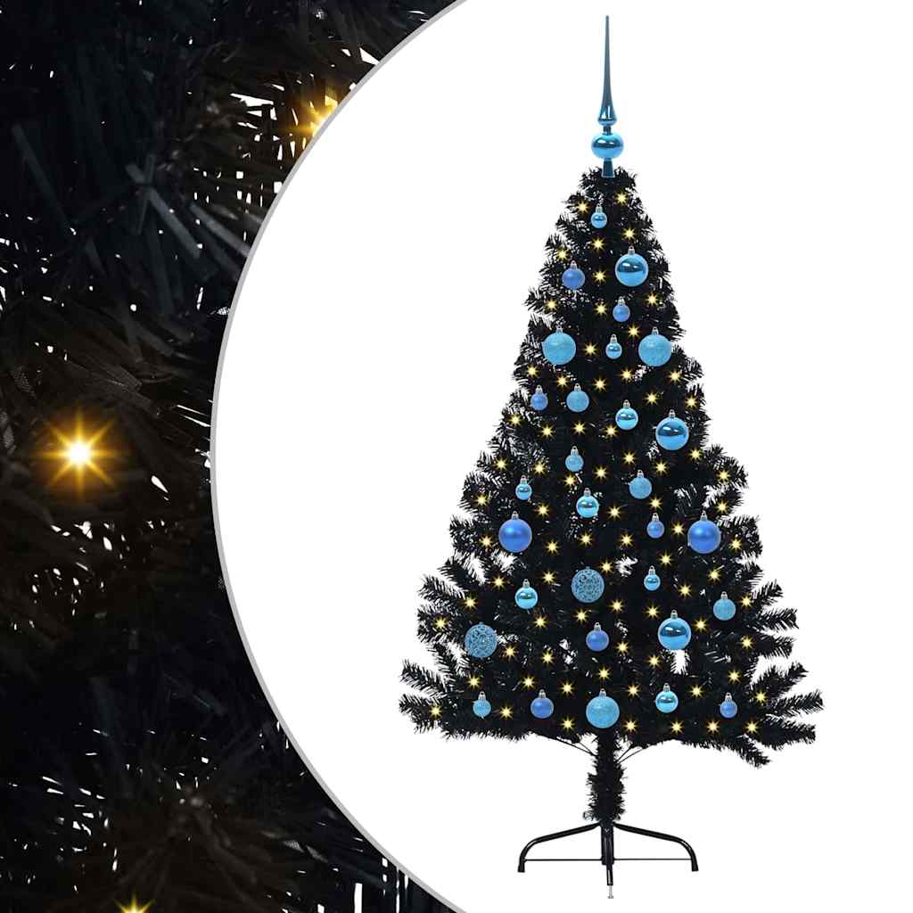 vidaXL Artificial Pre-lit Christmas Tree Black 150 cm PVC 2