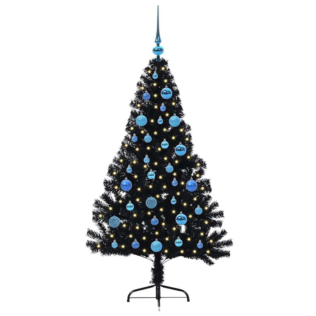 vidaXL Artificial Pre-lit Christmas Tree Black 150 cm PVC 3