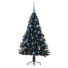 vidaXL Artificial Pre-lit Christmas Tree Black 150 cm PVC 3