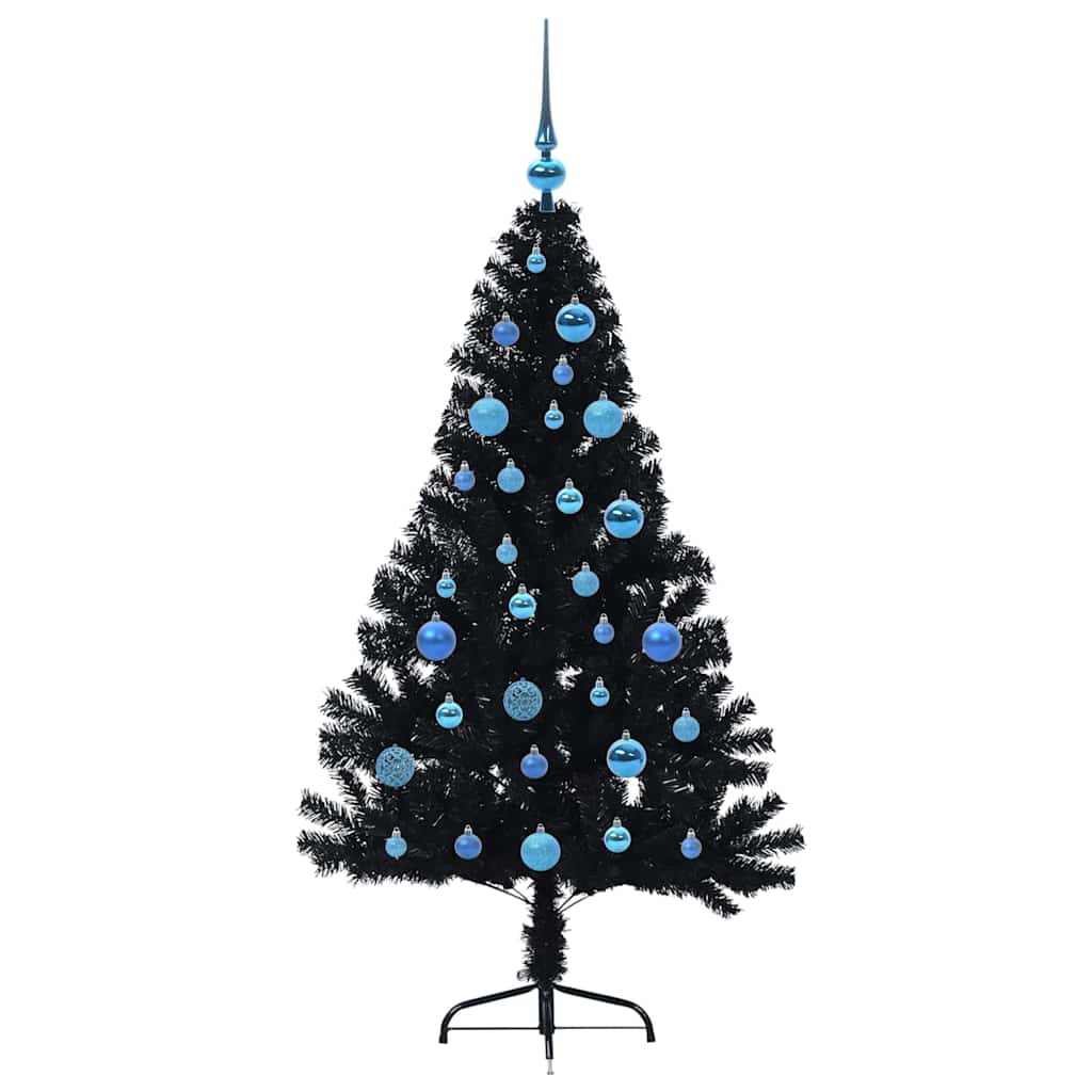 vidaXL Artificial Pre-lit Christmas Tree Black 150 cm PVC 4