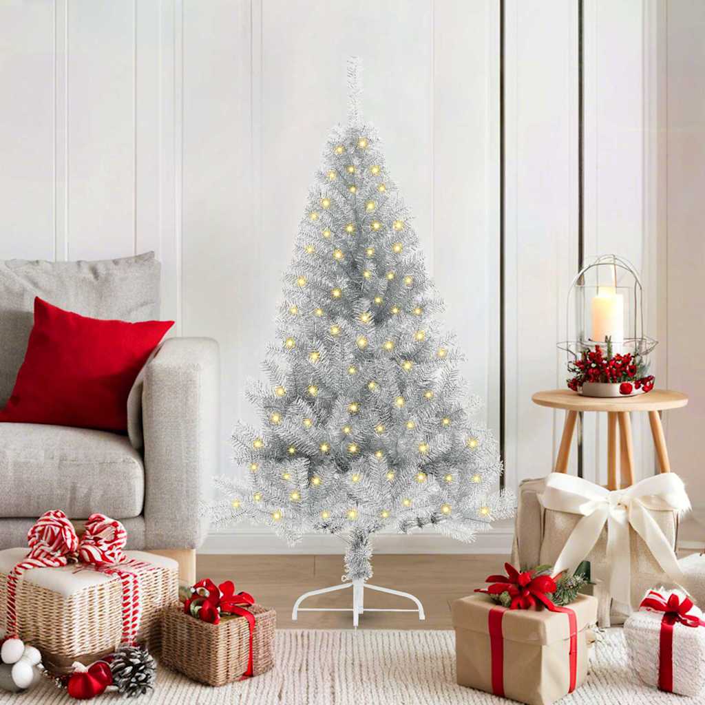 Artificial Pre-lit Christmas Tree PET 120 cm Silver without baubles