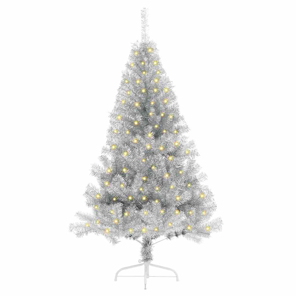 Artificial Pre-lit Christmas Tree PET 120 cm Silver without baubles