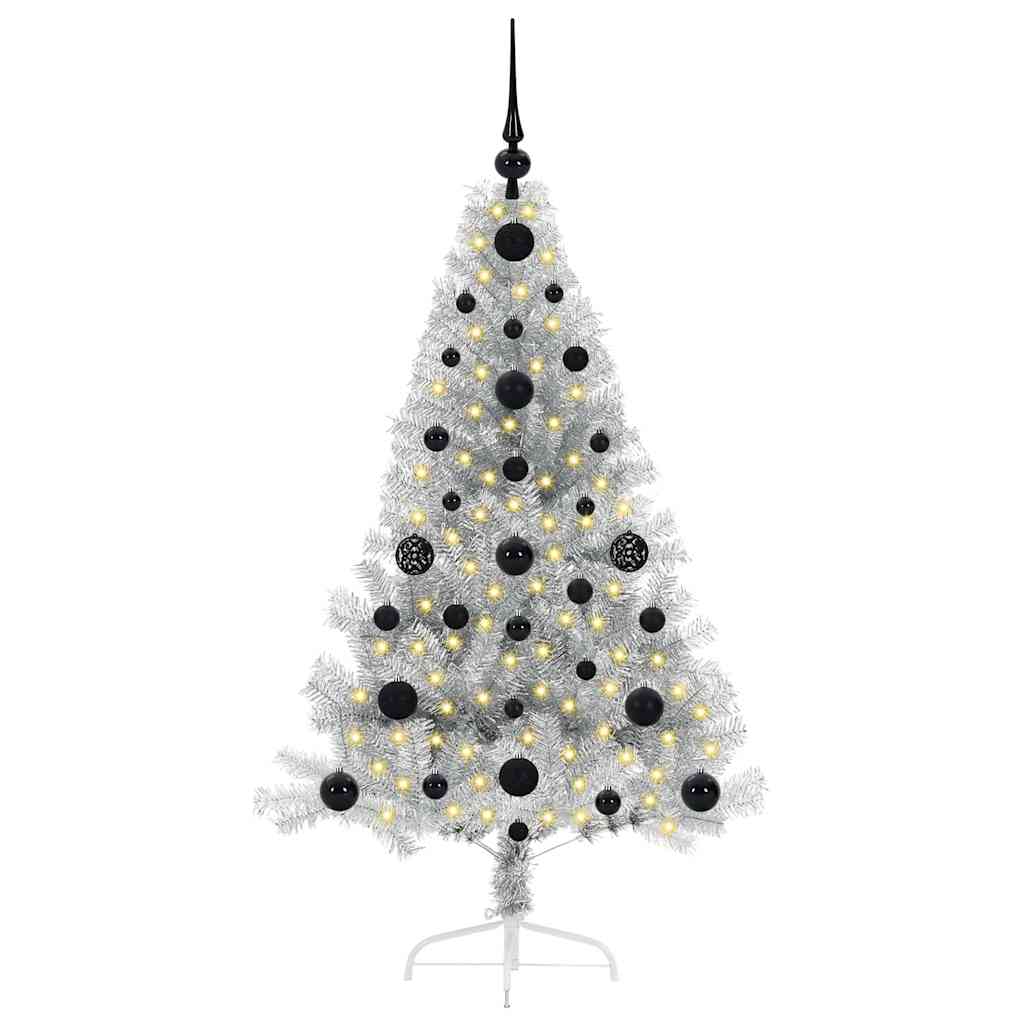 vidaXL Artificial Pre-lit Christmas Tree Silver 120 cm PET 3