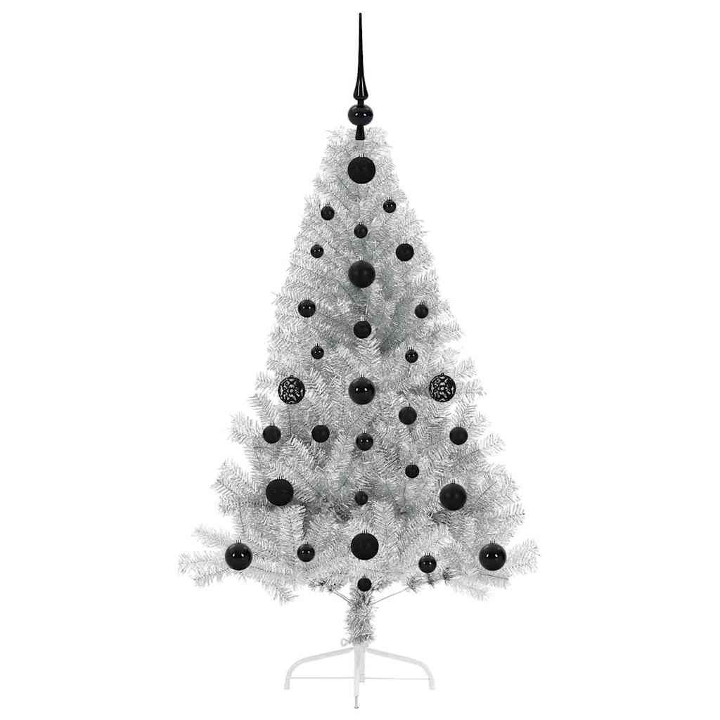 vidaXL Artificial Pre-lit Christmas Tree Silver 120 cm PET 4