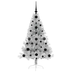 vidaXL Artificial Pre-lit Christmas Tree Silver 120 cm PET 4
