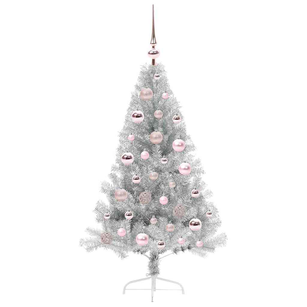 vidaXL Artificial Pre-lit Christmas Tree Silver 120 cm PET 4