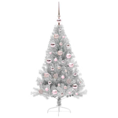vidaXL Artificial Pre-lit Christmas Tree Silver 120 cm PET 4