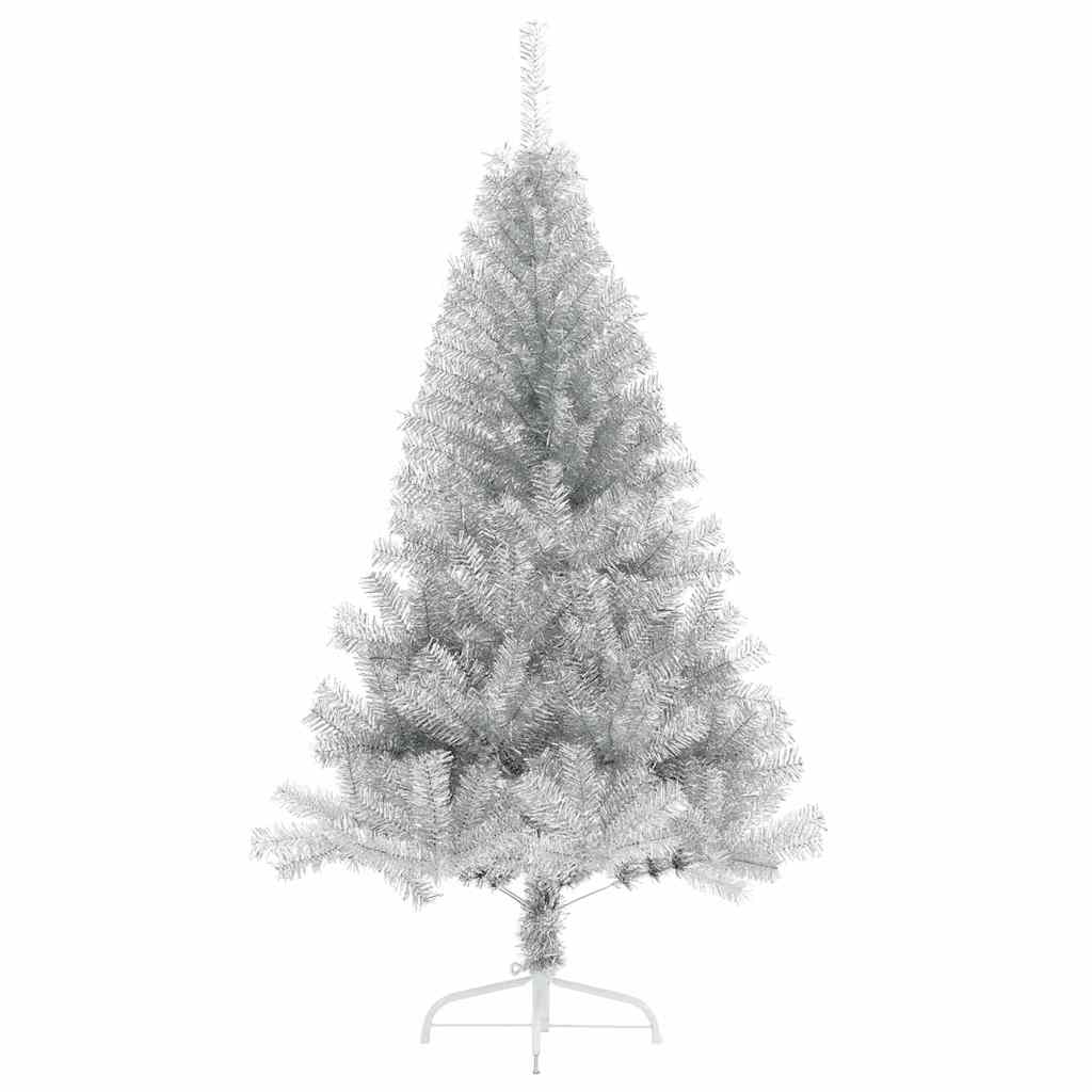 vidaXL Artificial Pre-lit Christmas Tree Silver 120 cm PET 5
