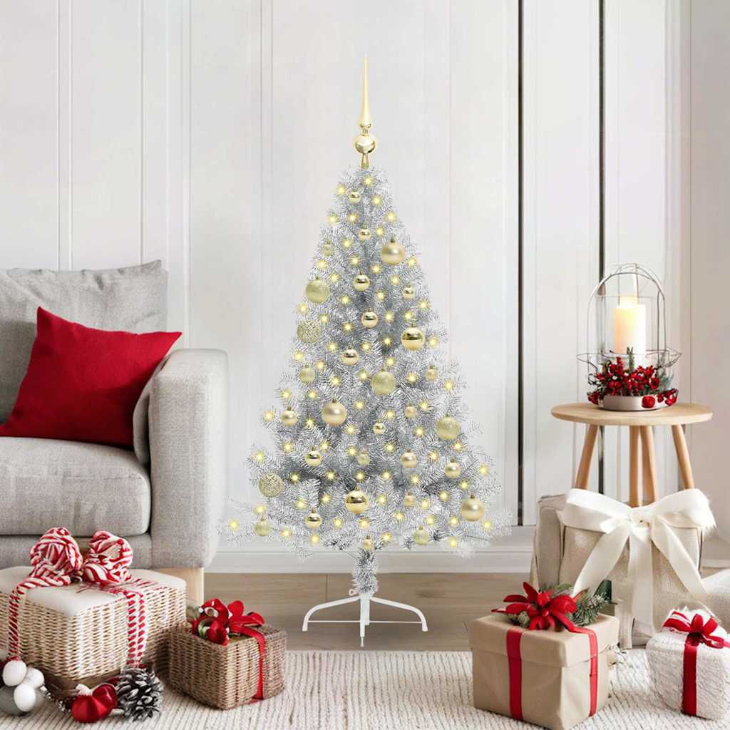 vidaXL Artificial Pre-lit Christmas Tree PET 120 cm Silver