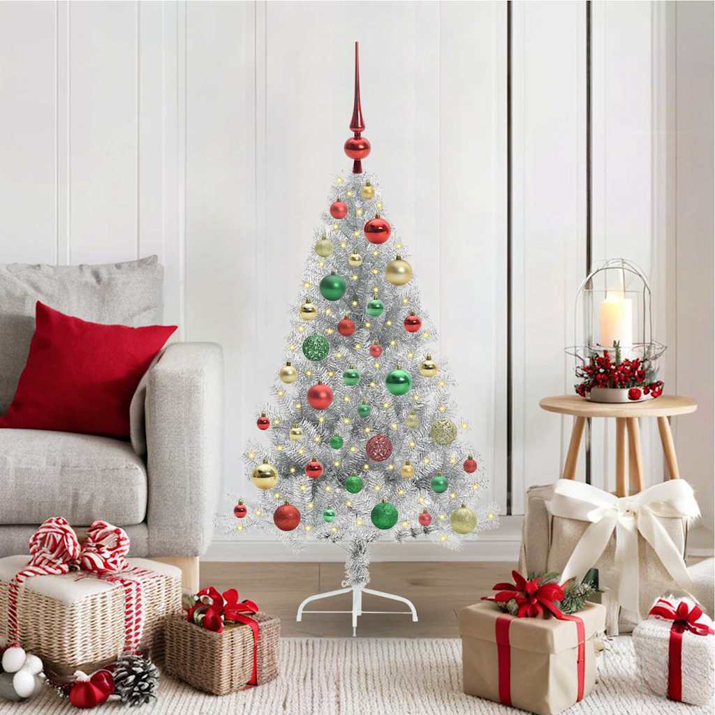 vidaXL Artificial Pre-lit Christmas Tree PET 120 cm Silver