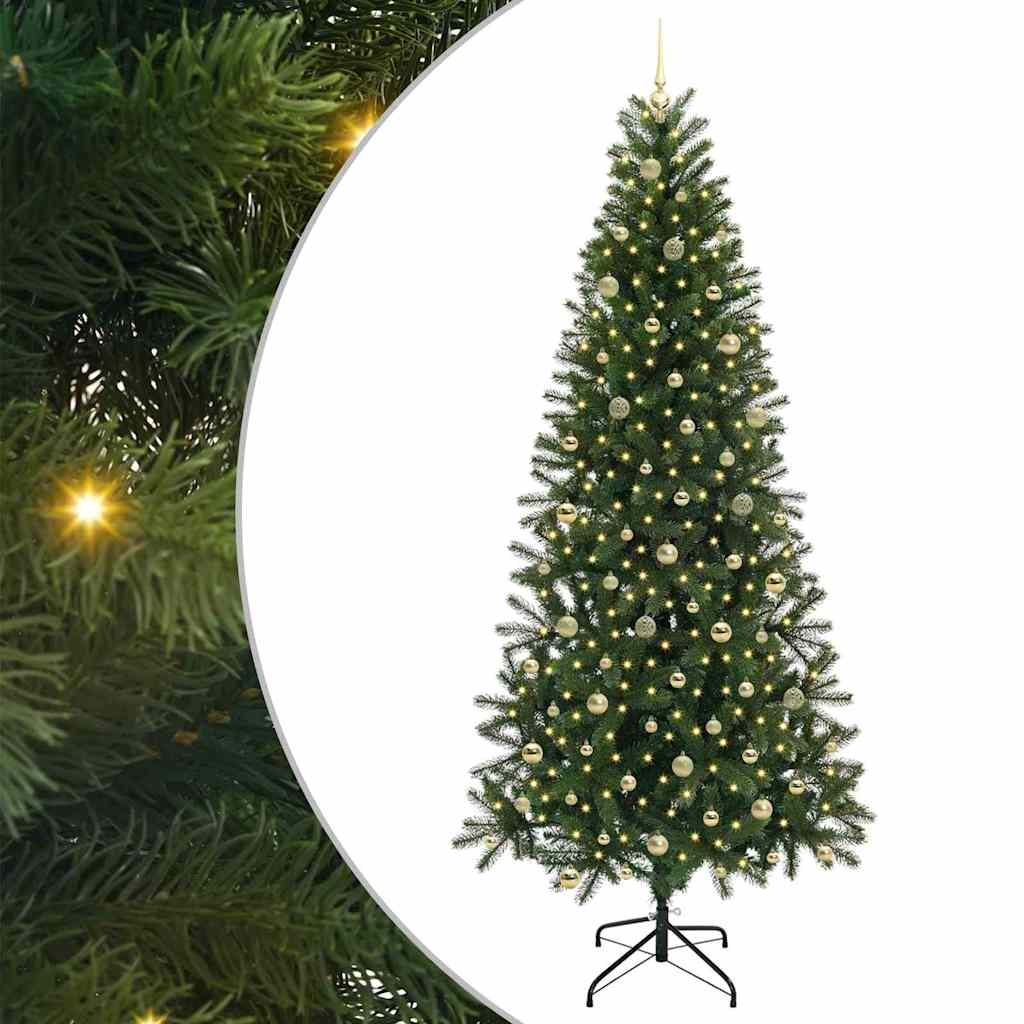 vidaXL Artificial Christmas Tree with 300 LEDs Green 240 cm PE and PVC 2