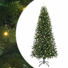 vidaXL Artificial Christmas Tree with 300 LEDs Green 240 cm PE and PVC 2