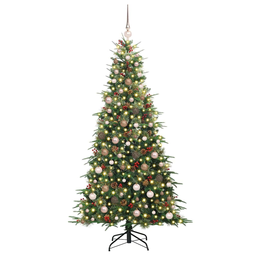 vidaXL Artificial Hinged Christmas Tree Green 210 cm PE and PVC 3