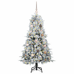 vidaXL Artificial Hinged Christmas Tree White 150 cm PE and PVC 3