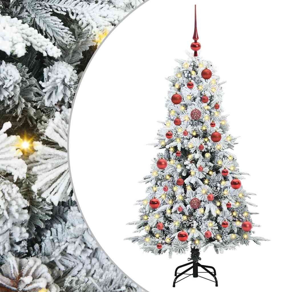 vidaXL Artificial Hinged Christmas Tree White 150 cm PE and PVC 2