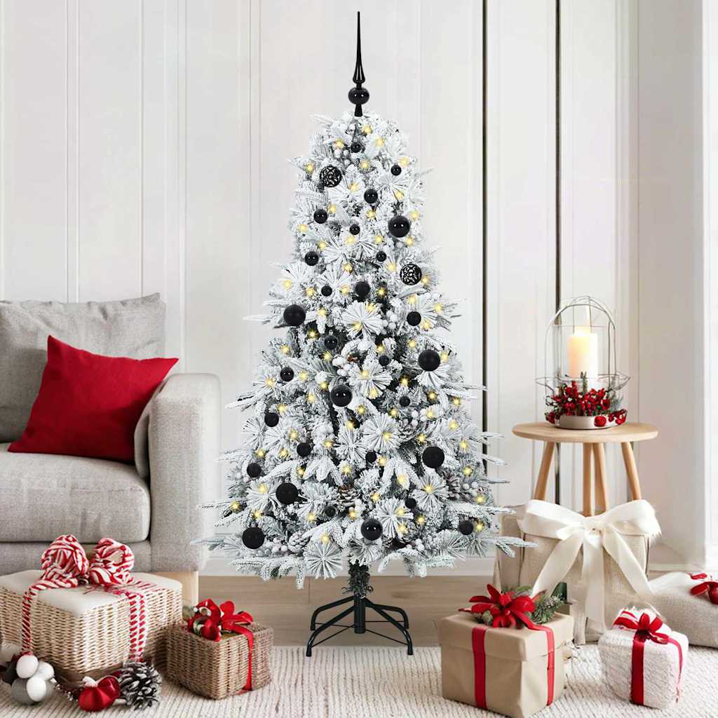 vidaXL Artificial Hinged Christmas Tree White 150 cm PE and PVC 1