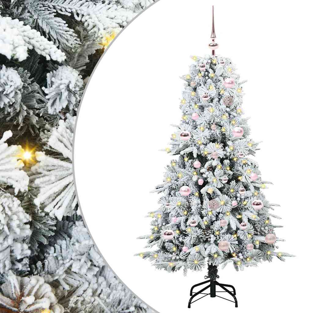vidaXL Artificial Hinged Christmas Tree White 150 cm PE and PVC 1