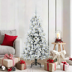vidaXL Artificial Hinged Christmas Tree White 150 cm PE and PVC 1