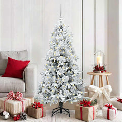vidaXL Artificial Hinged Christmas Tree White 150 cm PE and PVC 1
