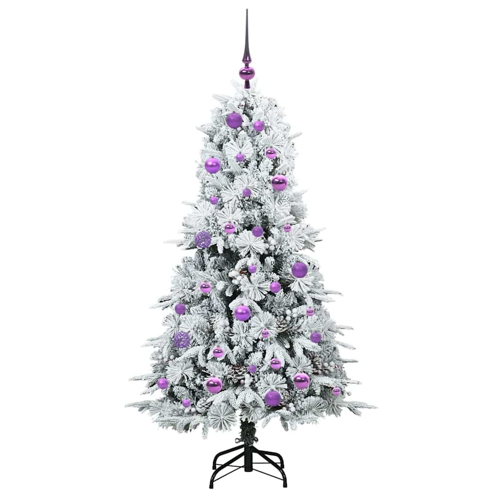 vidaXL Artificial Hinged Christmas Tree White 150 cm PE and PVC 4